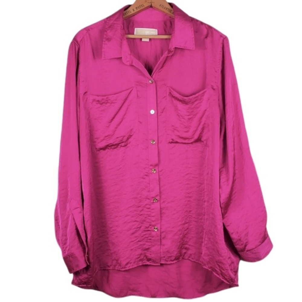 Women's Pink Button-Up Blouse
